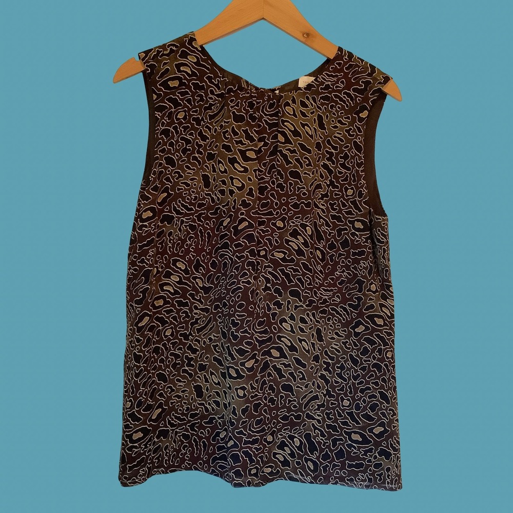 Tory Burch Animal Print Sleeveless Silk Top Dress Blouse Feminine Office Wear 10